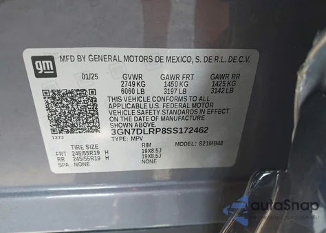 2025 Chevrolet Equinox Ev Lt z USA, uszkodzony, nr VIN 3GN7DLRP8SS172462